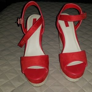 Red wedge sandals